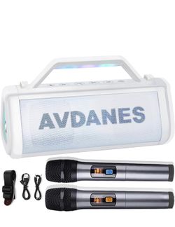Karaoke Machine for Adults Kids with 2 Wireless Microphones, Portable Bluetooth Speaker with Party Lights for Outdoor Indoor Wedding Supports Bluetoot