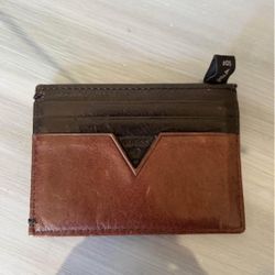 Men’s Vintage Guess Two Tone Brown Leather Wallet/card Holder