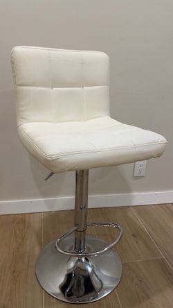 White Tufted Adjustable Bar Stool