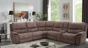 New Reclining Sectional. Brown Fabric.  119x132x40H.  Free Delivery!