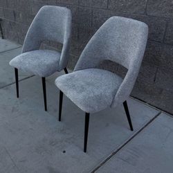 2-Light Gray Upholstered Fabric Chairs