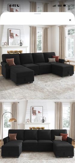 Black velvet sectional