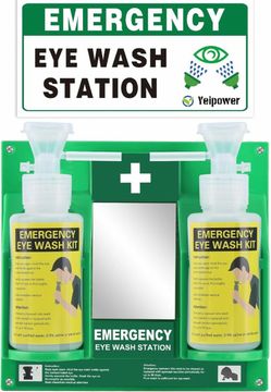 Portable Eyewash Station Kit OSHA-Approved - Yeipower Emergency Eye Wash Flush Bottles Wall Mounted 16oz No Solution