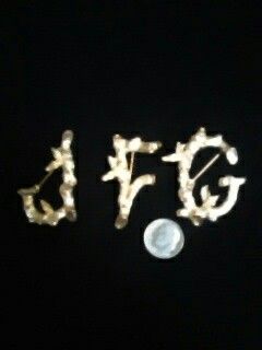 Vintage Sarah Coventry jewelry gold tone initial monogram letter pin brooch initial J F G