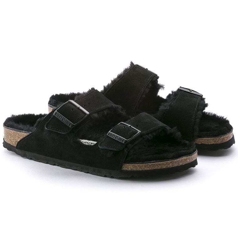 Black Suede Leather Arizona Shearling Birkenstock