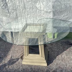 Fulton Dining Table antique mirror insets on all four sides, framed