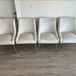 Set Of 4 Velvet Dining Chairs, Modern Soft Padded Design