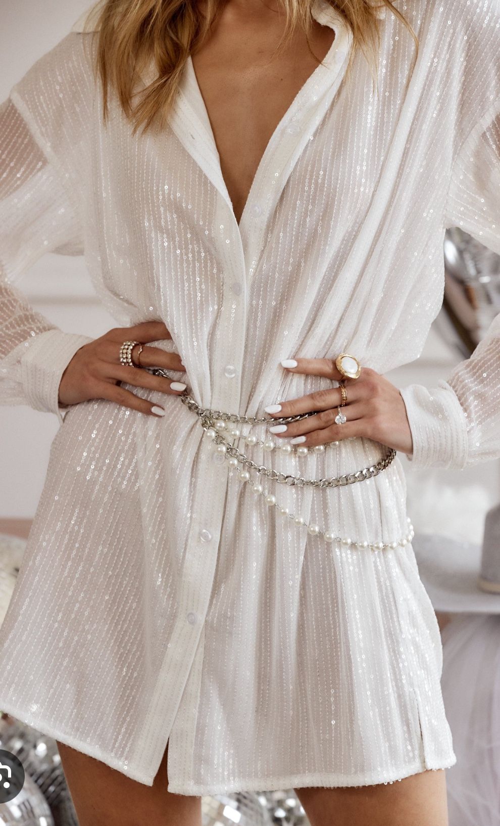 White Sequin Dress
