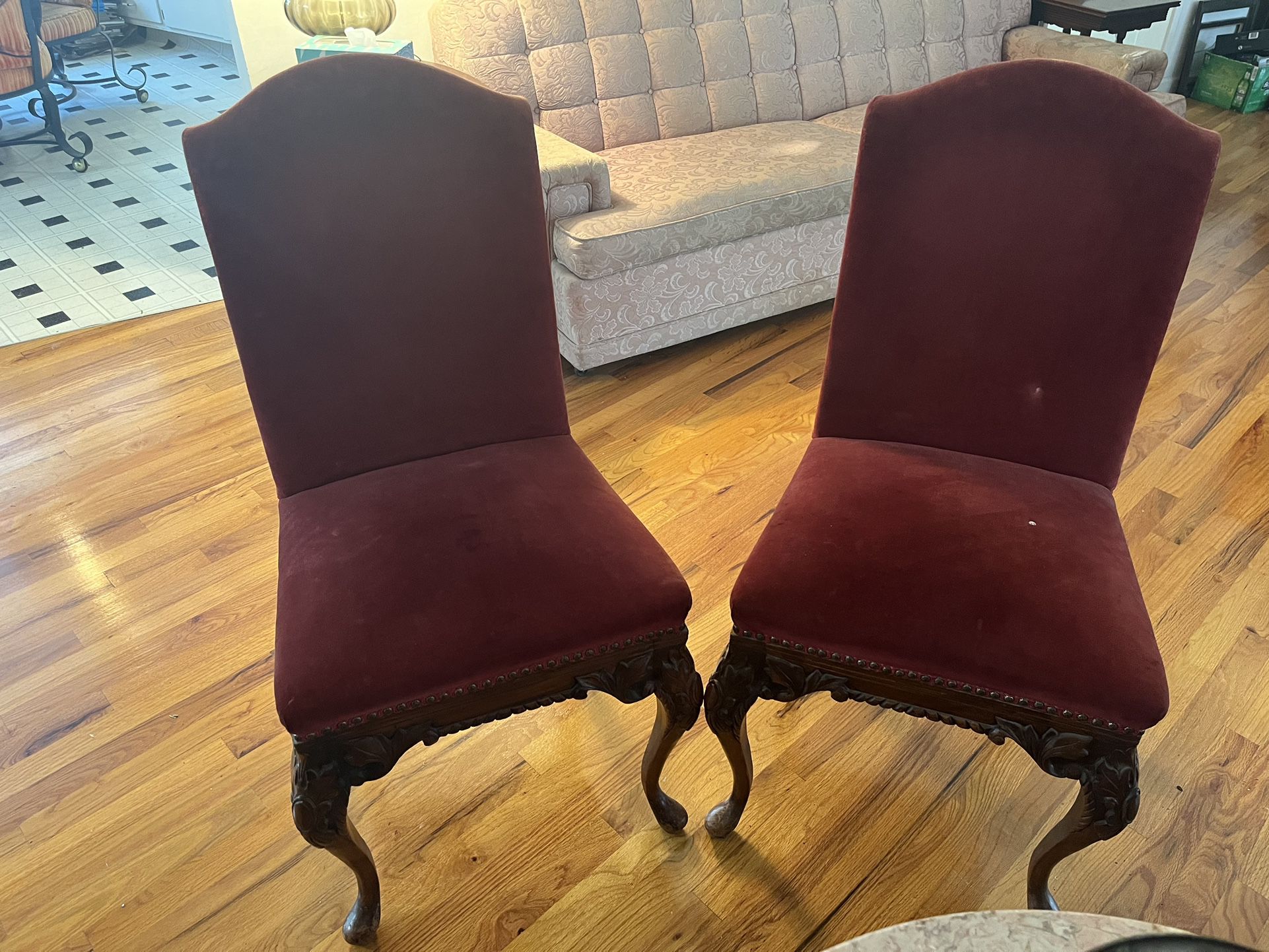 Mahogany Red Velvet Chairs