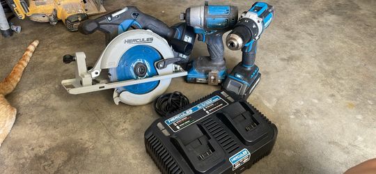 Hercules 20V Brushless Tool Bundle – Saw, Drill, Impact, Batteries & Dual Charger