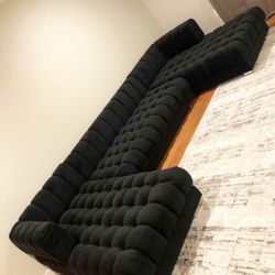 Ariana Velvet Black Double Chaise Sectional / couch 