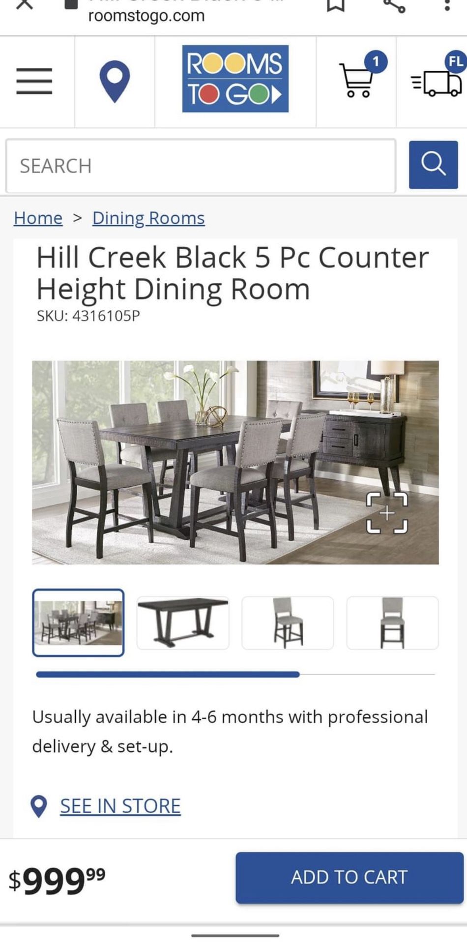 Hill creek black 5 pc counter height dining room new arrivals