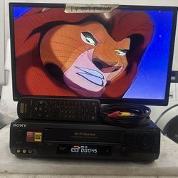 SONY SLV-N60 VCR 19 MICRON HEAD HI-FI VHS WITH REMOTE AND AV CABLES
