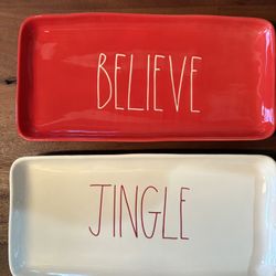 2 Rae Dunn Christmas serving dishes / platters 