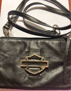 Black Vintage Harley Davidson Leather crossbody bag
