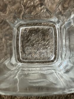 2 Square Black Crown Royal Whiskey Glasses 