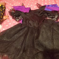 Purple Black Witch Halloween Costume 5 To 7 Yr Old Girl 
