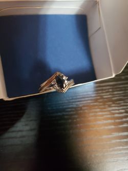 Sterling Silver Black Sapphire Ring Size 8