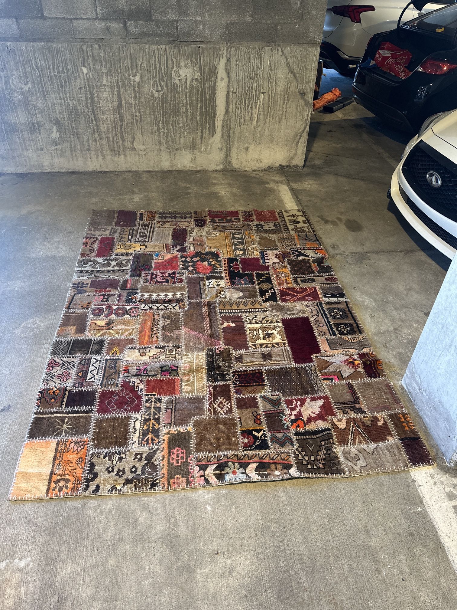 Vintage Turkish Patchwork Kilim wool Rug – Handmade Wool. Anatolian carpet 70” by 94”