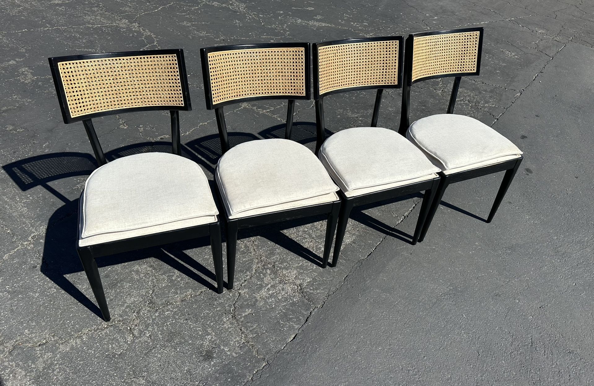Set of 4  Mid Century Style Cane Dining Chairs