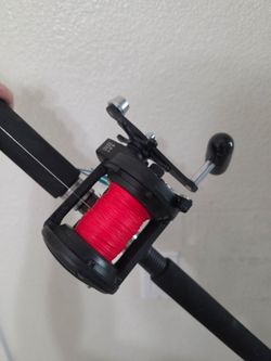 Shimano TLD Star with Penn Rival 6'6" medium heavy rod 20-40 lb mono 30-65 lb braid