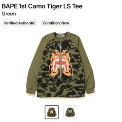 BAPE 1st Camo Tiger L/S Tee Size XL - Gucci Supreme Jordan Nike 