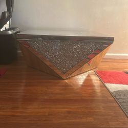 Luxury Mirrored Coffee Table + Matching Wall Mirror + Crystal Tiger Decor 