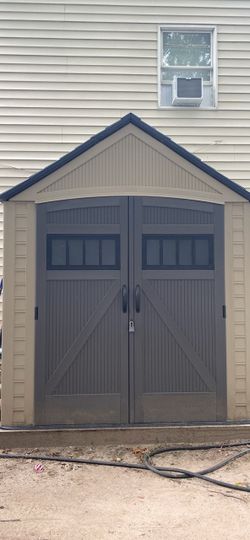 7 by 7 shed with plat form must take down easy to take down bring screw gun