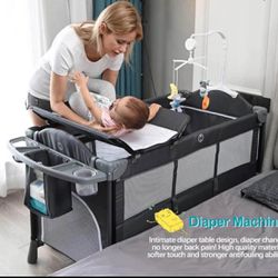 😀 Baby Bassinet with Changing Station & Portable Baby Bed Crib Navy