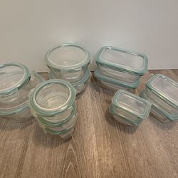 OXO SmartSeal Glass Circle & Rectangle Plastic Food Storage Container Set Lunch Office Home
