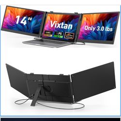 14" Triple Laptop Screen Extender, 3.0 lbs Lightweight FHD IPS Portable Monitor for Laptop, USB-C Plug & Play Multi Screen Attachment for 13-17.3" lap