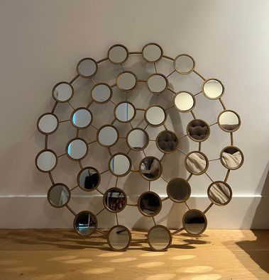 Designer Gold Metal Round Wall Mirror