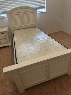 White Twin Bed With Nightstand