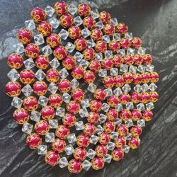 Vintage Plastic Geometrical Beads 9ft  Garland Christmas Ornament Japan Ornate