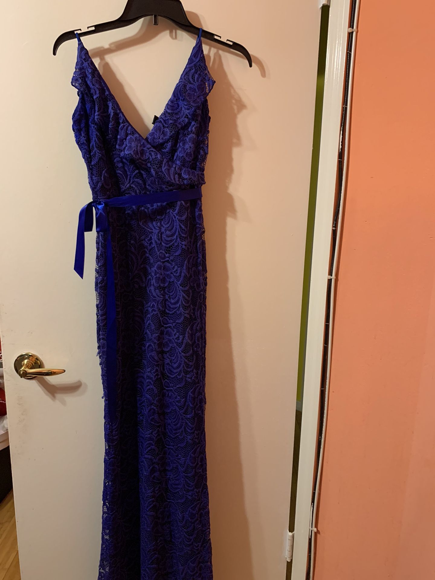 Royal Blue Long Lace Dress