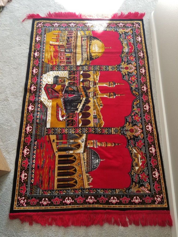 Mecca Islamic Wall Rug Big Wall Rug Haj Allah Home Red Wall Rug