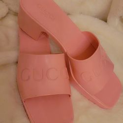 Gucci Pink Rubber Chunky Sandals