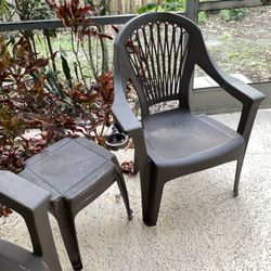 Set of 3 Outdoor Patio Chair Oversized Porch  Patio Pool High Back + 2 tables