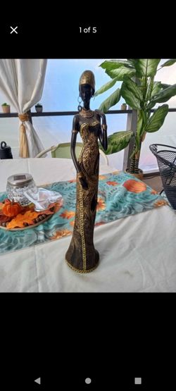 Vintage African Wood Carved Woman Statue 