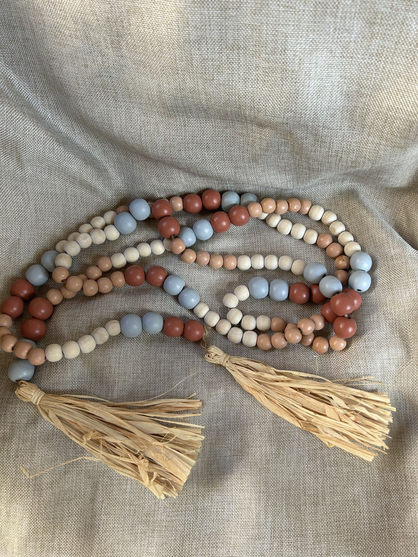 🍂 Wood & Raffia Garland – 87” – Thanksgiving / Everyday Décor – $5 Each (Hollywood, FL)