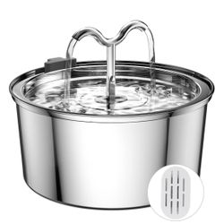 Stainless Steel Dog & Cat Water Fountain, 108-oz