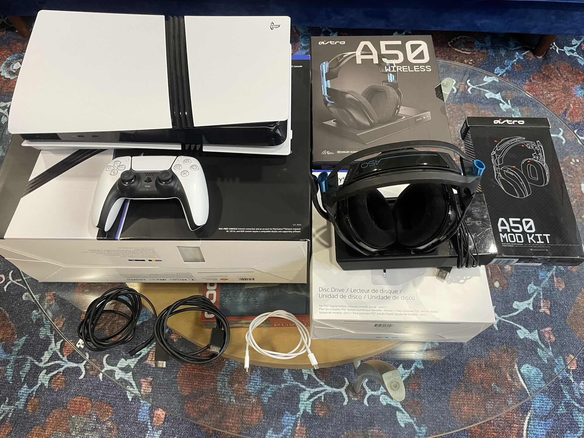 PS5 Pro 2TB w/ Disc Drive/Controller/All Cords/Astro A50 & Extras