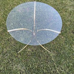 Vintage Round Glass Top Table 15.5” In Diameter, Set Of 2