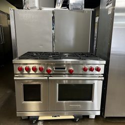 Wolf 48”Wide Dual Fuel Range Stove Stainless Steel 