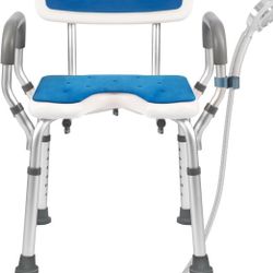 Shower Chair with Arms and Back Heavy Duty 330lbs, Shower Chair for Inside Shower, Shower Seat for Inside Shower Bathroom Chair with Cutout Seat & Col