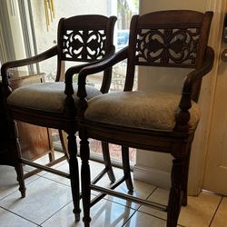 Pair Of Solid Wood Chairs