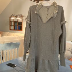 Something Navy Long Sleeve Grey Sweatshirt Dress