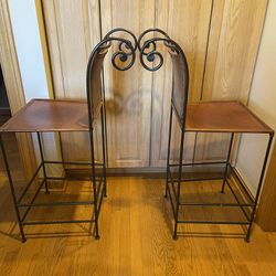 Pair Of Vintage William Sheppee Leather Bar Stools 
