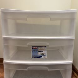 White/Ckear 3 Drawer Cart - Wide