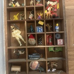 Vintage Toys with Wood Case 